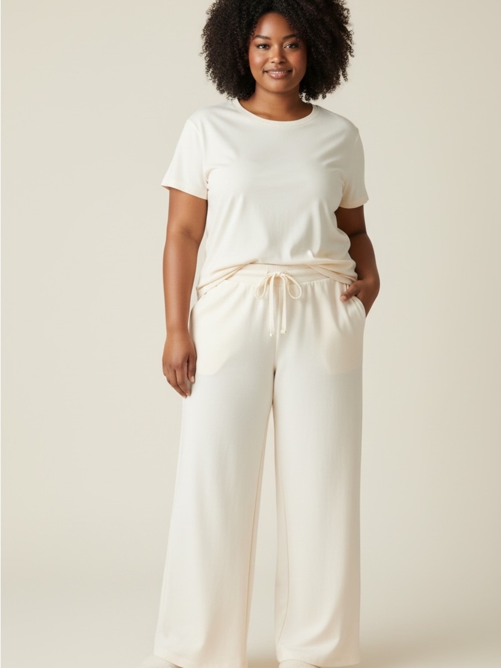 Old Navy Cream Wide-Leg Lounge Pants NWOT